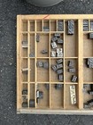 Antique Vtg Huge Lead Letterpress Type Lot Letters Numbers Symbols Corners