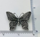Vintage 925 Sterling Silver Marcasite Butterfly Pin brooch 17 Grams