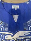 Dashiki Shirt Tribal African Caftan Boho Unisex Top Shirt  4xl Xxxxl Blue White