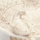Birds Perched On White Pedestal Bird Bath Feeder Antique Garden Sculpture Decor