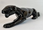 Vtg Mid-century Stalking Black Panther Cat Art Pottery Statue Figure 18 