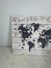 To Travel Is To Live World Map Cork Board W Red Push Pins Rustic Wood Frame