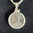 Emerging Liberty Dime Pendant Necklace W  925 Sterling Silver Bezel   Chain 18   