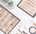 Stackable Jewelry Organizer Tray With Lid Pu Leather Storage Holder For Drawer