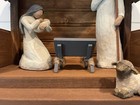 Wooden Manger For Nativity Creche  hand-crafted willow Tree Compatible  gray 
