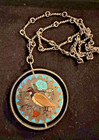 Vtg Sterling Jake Livingston Navajo Zuni Inlay Red Tail Hawk quail Spinner