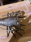 Vintage Brass 7    Long Lobster Mid Century Jeweled Red Eyes