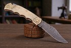 Custom Hand Made Forged Damascus Steel Folding Blade Pocket Knife 1527