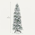 White 9ft Downswept Flocked Pencil Spruce Christmas Tree With Flocked Pencils