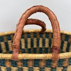 Bolga International  Xlarge Oval Basket W  Two Leather Wrapped Handles Hand Made