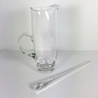 Vintage Hand Blown Glass Martini Cocktail Pitcher Split Handle Teardrop Stirrer
