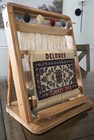 Vintage Wooden Mini Loom With Turkish Woven Rug 1987 Handmade Decor