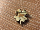 Talbots Clover Brooch  Black And White Enamel With Gold Outline And Rhinestone