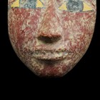 Xx-large Antique Egyptian Wood Red Mask Figure Of Ancient Egypt   one Of A Kind 