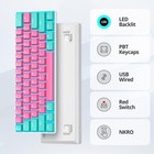 Pink Portable 60  Mechanical Gaming Keyboard 61 Keys Red Switch Led Backlit