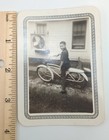 Snapshot Vintage Photo Little Boy Kid Cool Bicycle Bike Fenders Smile Grin Yard