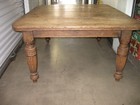 Antique Solid Oak Farm Table 56 x48  Rustic Tiger Oak French English Carved Legs