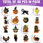 48pcs Vintage Halloween Decorations - Assorted Retro Pumpkin Cat Owl Cutouts