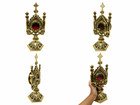 High Polished Antique Brass Cross Top Monstrance Reliquary Church Vessel 12 Inch