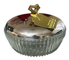 Vintage Mid Century Modern Kromex Covered Glass Candy Dish With Metal Lid New