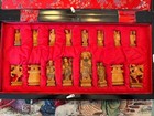 Antique Chinese Hand   carved Chess Set Large Complete 32   figure Carved Collection