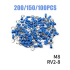 200 100 50pcs Ring Blue 16-14 Ga Awg Gauge 5 16  Crimp Wire Connectors Terminal