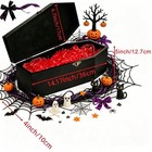14  Black Wooden Coffin Storage Box Hinged Lid Gothic Halloween Decor Casket