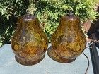 Vintage Mcm Amber Bubble Glass Floor To Ceiling Tension Pole Lamp Pair