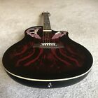 Red Acoustic Electric Guitar  Full Size With Cutaway  Round Abs Back  Gig Bag