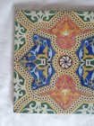 Stunning Large 8 Inch Gothic Revival Antique Tile Colourful