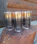 Mid-century Modern Black   Gold Highball Glassware Set Of 4