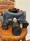 Pentax K1000 35mm Film Camera Lot W  Smc 50mm Lens Flash Bag Untested