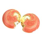 Vintage Earrings Gold Tone Peach Shimmer Enamel New Old Stock Women s 7l
