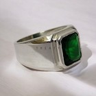 Peridot Emerald Cut Gemstone With 925 Sterling Silver Ring For Men s  a37