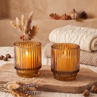 Vintage Ribbed Glass Votive Candle Holders For Rustic Wedding Table Decor