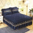 3pcs Set Embossing Velvet Bed Skirt 1pc Romance Elegant Coral Fleece Bedspread