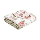Spring Peony Pink Red Floral Printed Reversible Cotton Quilted Throw 