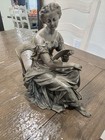 Rare  Antique Vintage Roman Spelter Statue - Woman Reading Book