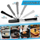 Mftek Silicone Spatula Set  Eggs Flipper  Adjustable Angle Standard  Black 