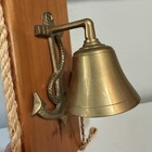 Vintage Brass Nautical Ship Anchor   Rope Dinner Door Bell - Wall Mount