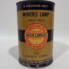 2 Vintage Antique Union Carbide Auto Lite Miners Lamps 2 Lb Tin Can Old Untested