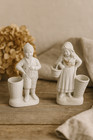 Lot Of 3 Antique Cookie Figures - Boy And Girl With Basket - Early Xx
