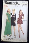 Vtg 1970s Butterick 6727 U Neckline Mini Evening Dress Sewing Pattern Junior 13