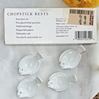 Joyce Chen Vintage Fish Chopstick Rests 4 Glazed White Porcelain In Box Nos