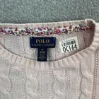 Polo Ralph Lauren Sweater Girls Medium 8-10 Pink Cable Knit Crewneck Pullover