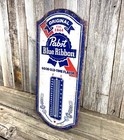 Pabst Blue Ribbon Pbr Beer  Thermometer 17  Metal Aluminum Sign Garage Bar New