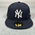 New Era New York Yankees Fitted Hat Size 7 1 2 Blue Mlb Baseball Cap 59fifty New
