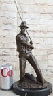 Fisherman Man Fishing Bronze Statue Sculpture Figure Decor 16  X 8 