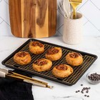 Non-stick Baking Pan 12 x17  And Cooling Rack Set - Black And Gold