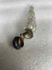 Antique Crystal Lay Down Vial Perfume Bottle Cut Glass W Sterling Silver Top